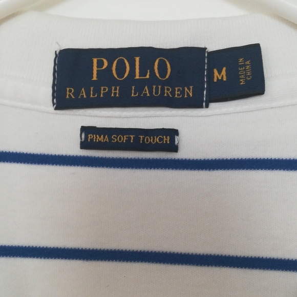 SOLD Polo Ralph Lauren Pima Soft Touch Striped Polo Shirt Men's Size M - Picture 4 of 6